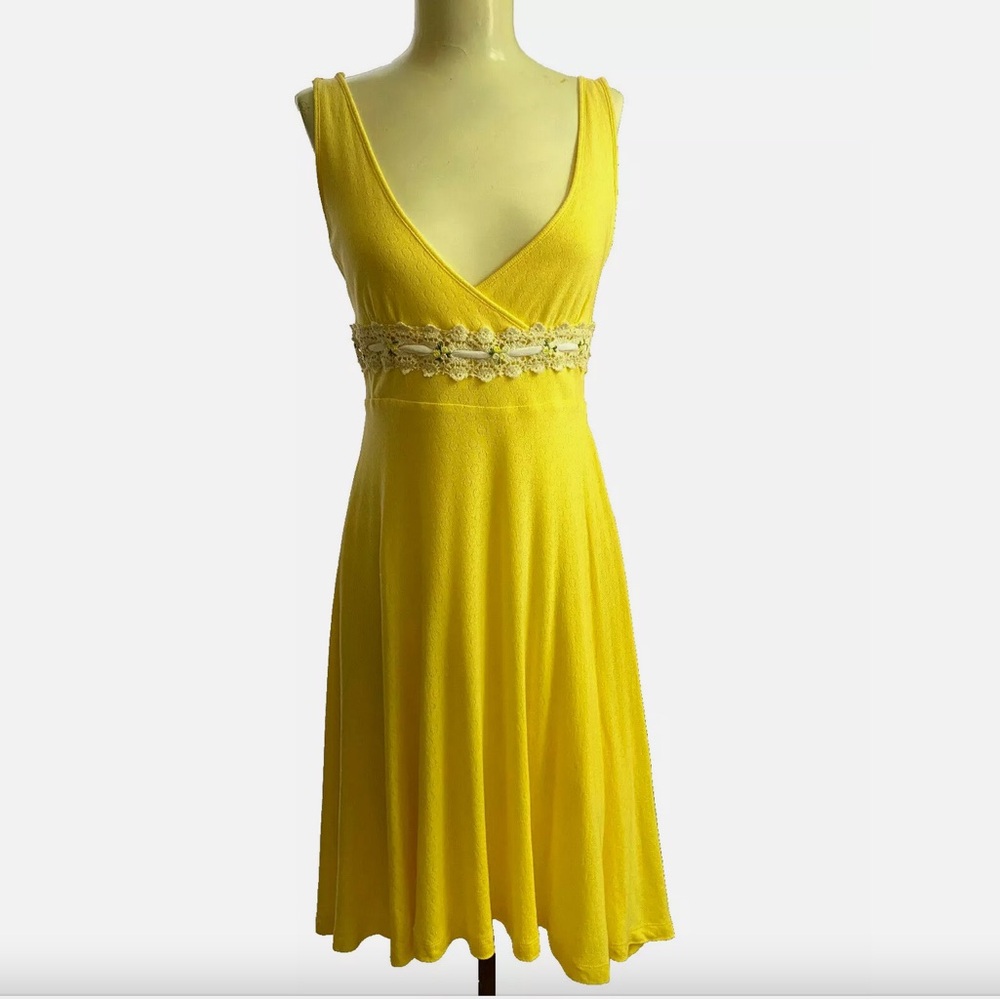 Free People Yellow Pointelle Midi Dress